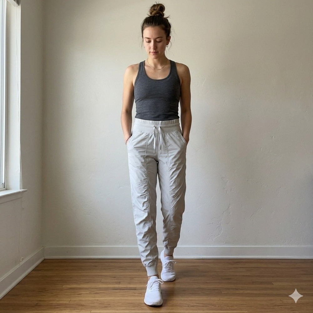 Lululemon Dance Studio Jogger Women 4 Vapor Lined Grey Ruched Pants Athleisure